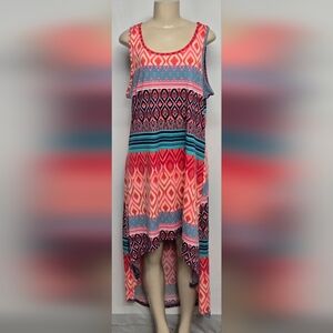 Rouge Collection 2X Pullover Dress High Low Stretch Southwestern Style